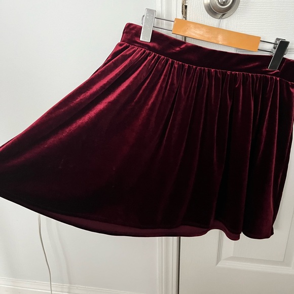 Red, Maroon Velvet or velour Skater Skirt - Picture 2 of 2